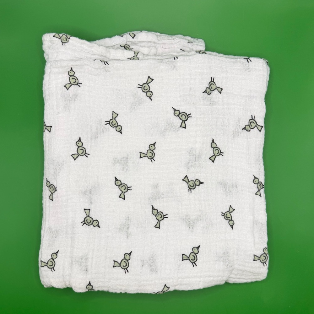 Aden + Anais Muslin Cotton Swaddle Baby Blanket Green Birds Boy Girl Jungle Jam